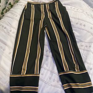 Green striped wide leg pants